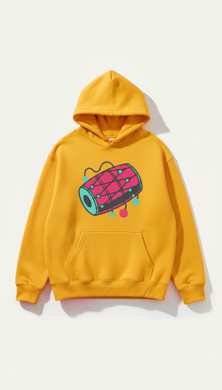 Turmeric Yellow Dhol Drum Hoodie