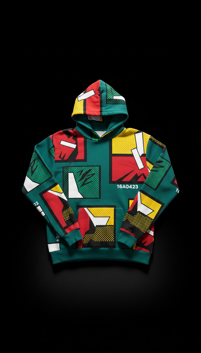 Peacock Teal Pop Motif Hoodie
